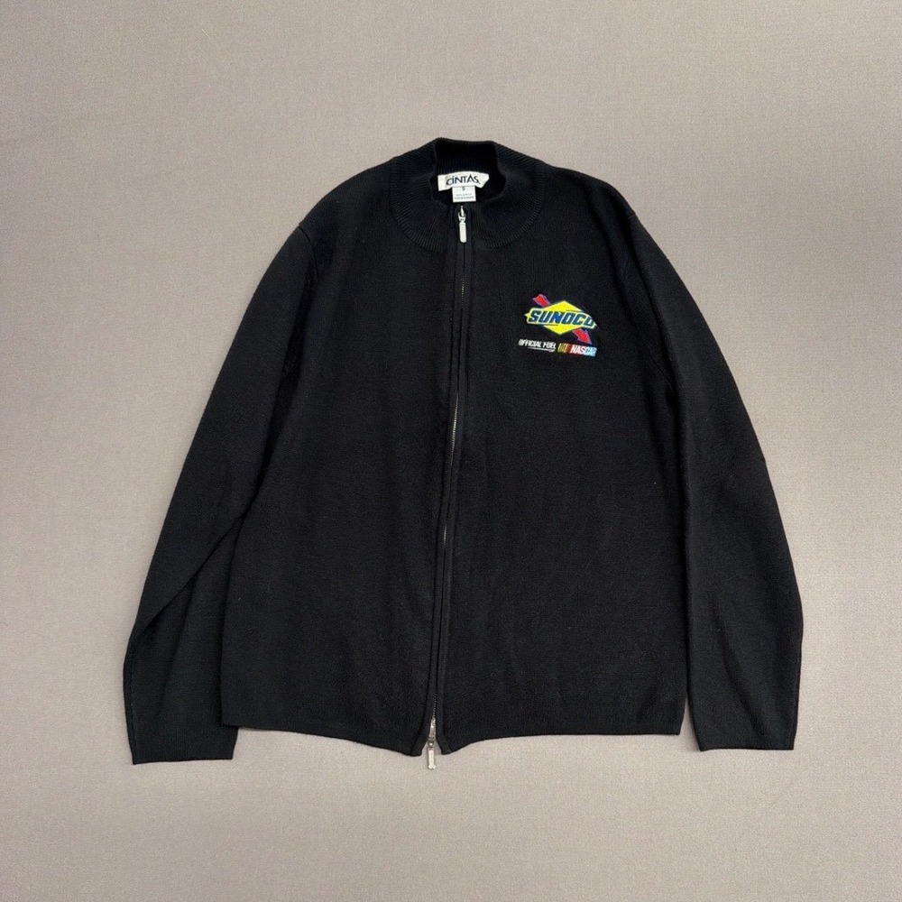 Cintas Sunoco Official Fuel of NASCAR Full Zip Sweater Black Mens Small Racing